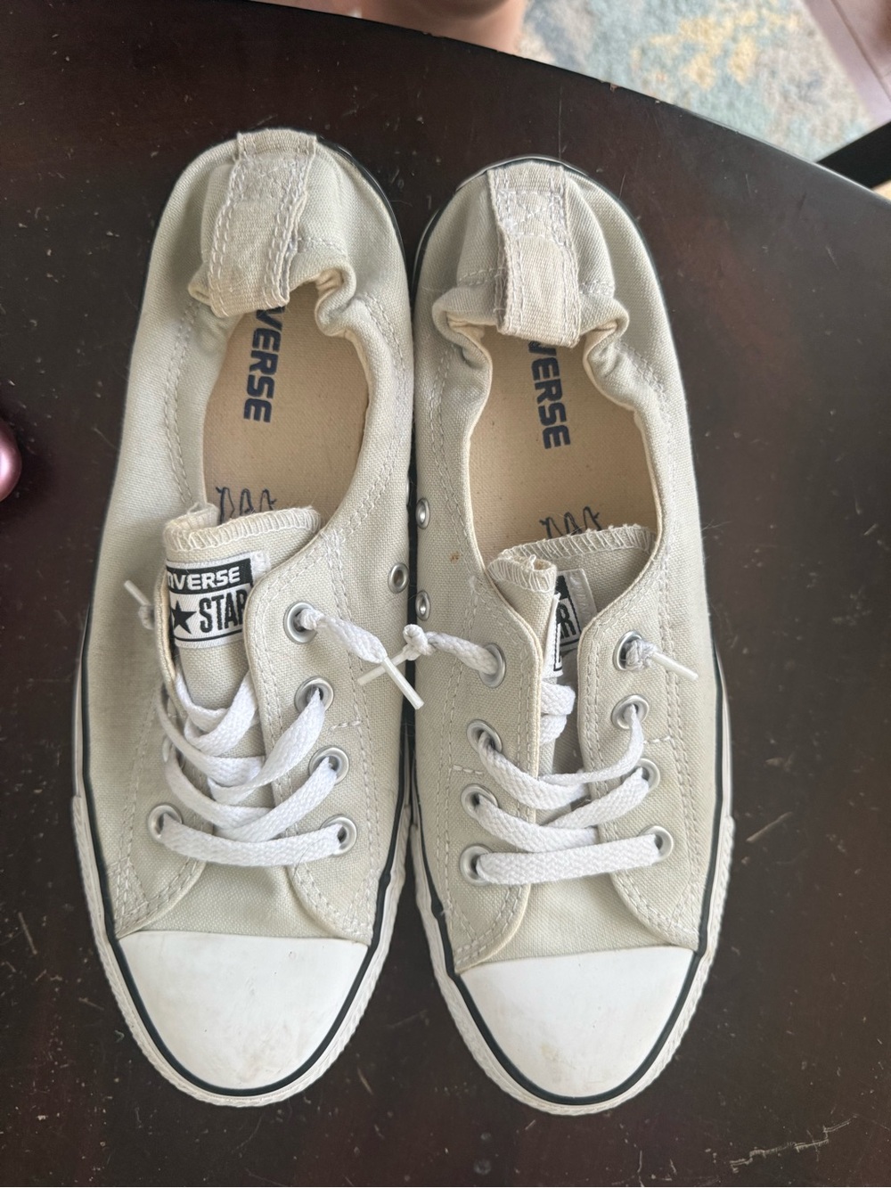 Converse Low Top Canvas Sneakers - Cream with White Accents